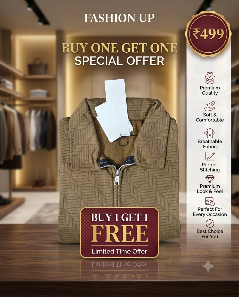 H&M Men's Premium Half Zip T-Shirt | Buy 1 Get 1 Free | ₹499 - Image 7