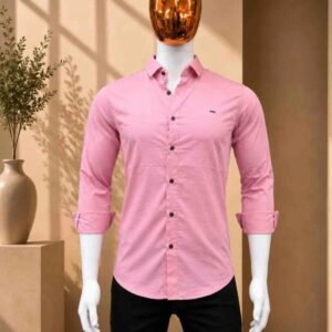 MENS BABY PINK COLOR SLIM FIT SHIRT