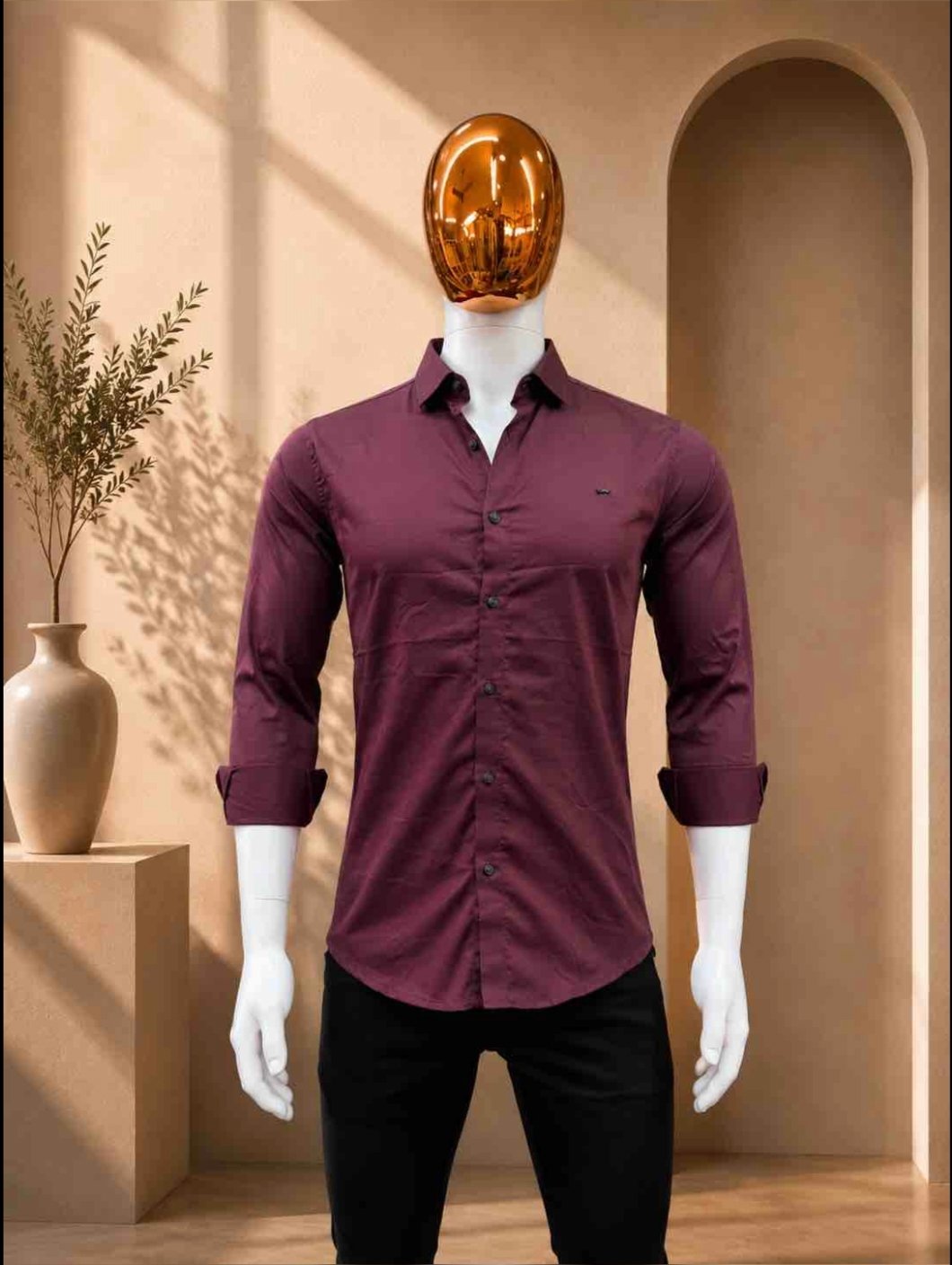 MENS MAROON COLOR SLIM FIT SHIRT
