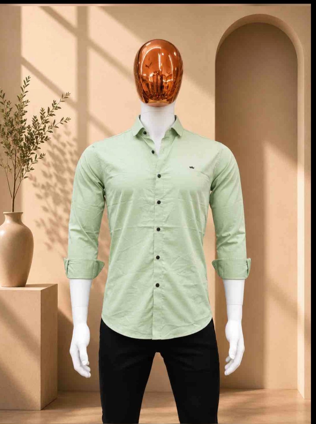 MENS MINT GREEN COLOR SLIM FIT SHIRT