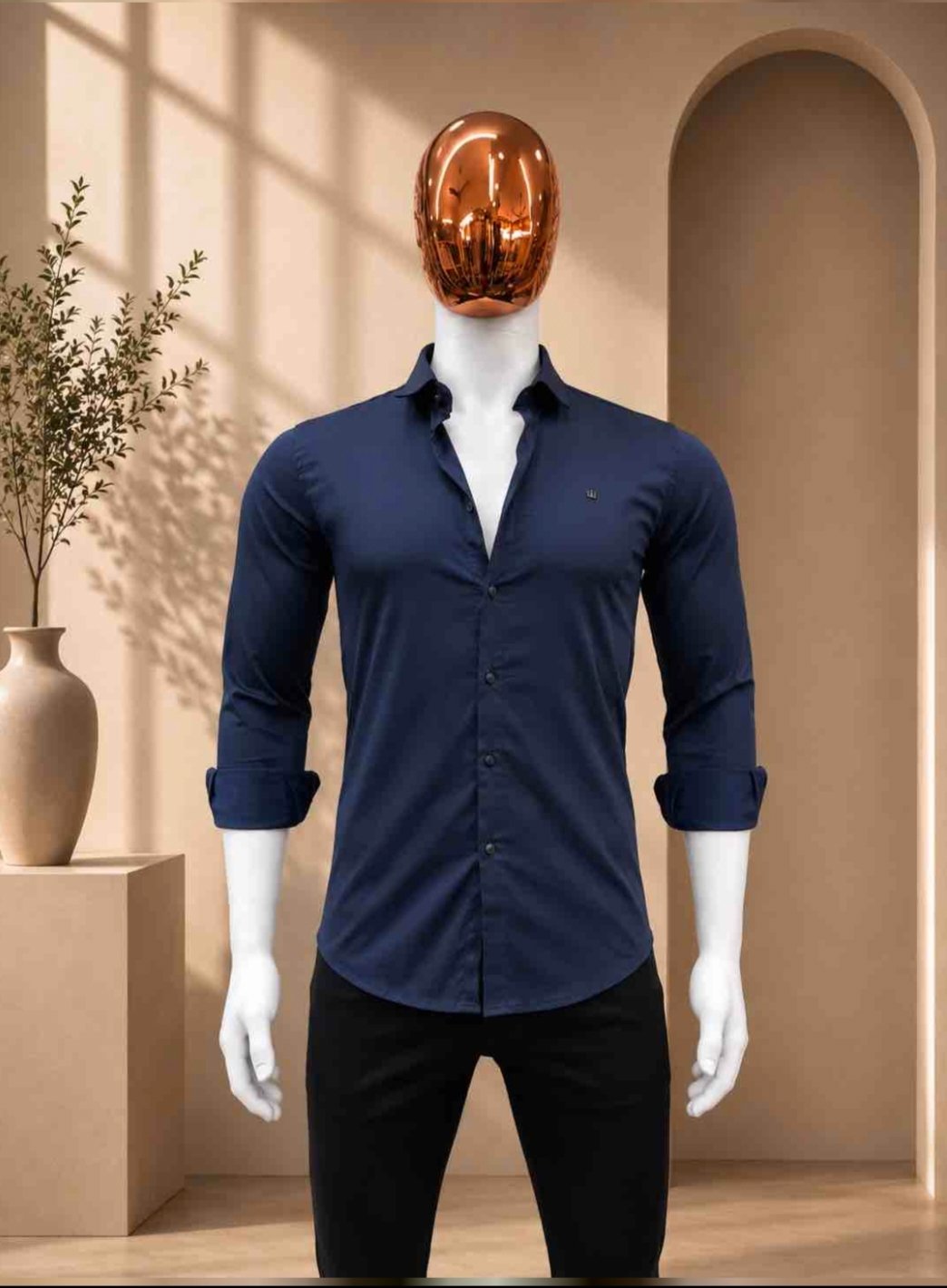 MENS NAVY BLUE COLOR SLIM FIT SHIRT