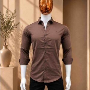 MENS BROWN COLOR SLIM FIT SHIRT